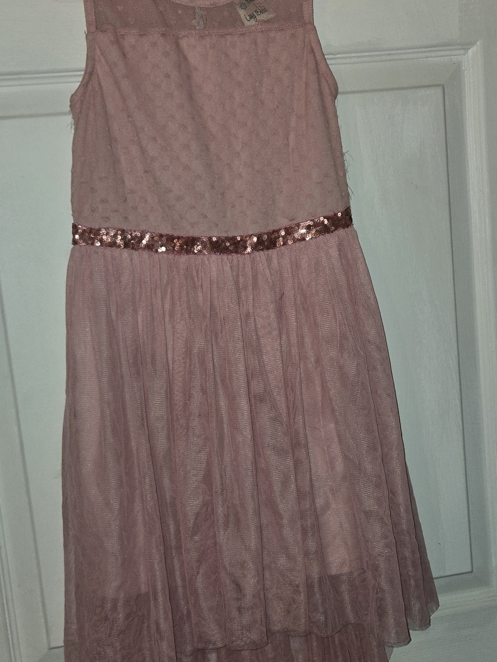Lily Bleu Light Pink Tulle Dress with Sequin Waist Sz 6